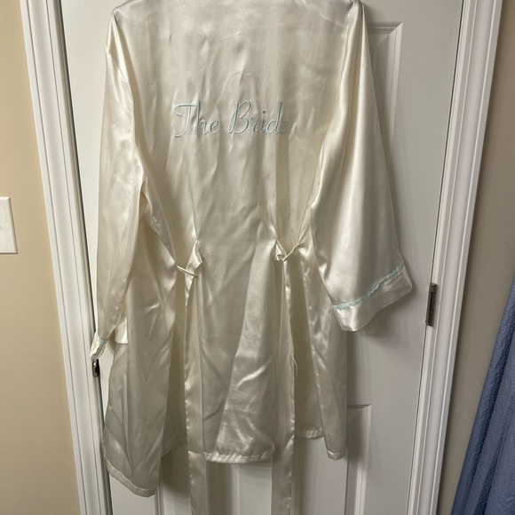 Satin Bride Robe - blue lettering - damage to it as shown in the pictures - Picture 2 of 4